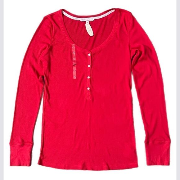 Victorias Secret Silky Satin thick pants & soft Ribbed top pajama set red - Picture 5 of 6